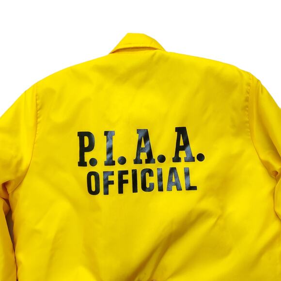 Vintage PIAA Official Yellow Nylon Jacket Shearling Lined Football P.I.A.A. Sz L - Picture 8 of 12